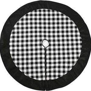 Black and White Buffalo Plaid Check Tree Skirt